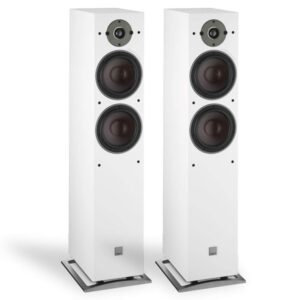DALI Oberon 7 White floorstanding speaker front view — 2.5-way Danish tower