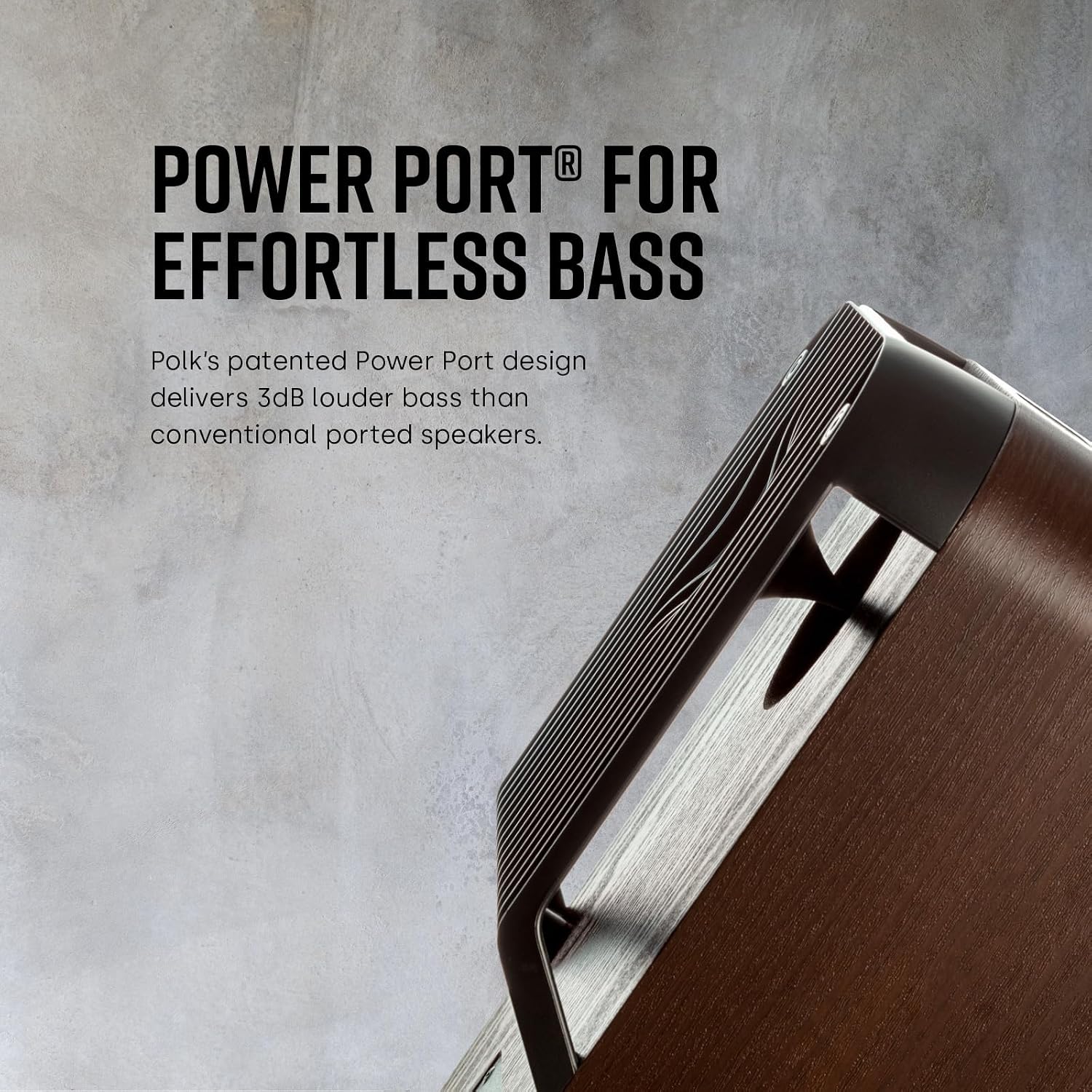 Polk Signature Elite ES20 Walnut rear Power Port design detail
